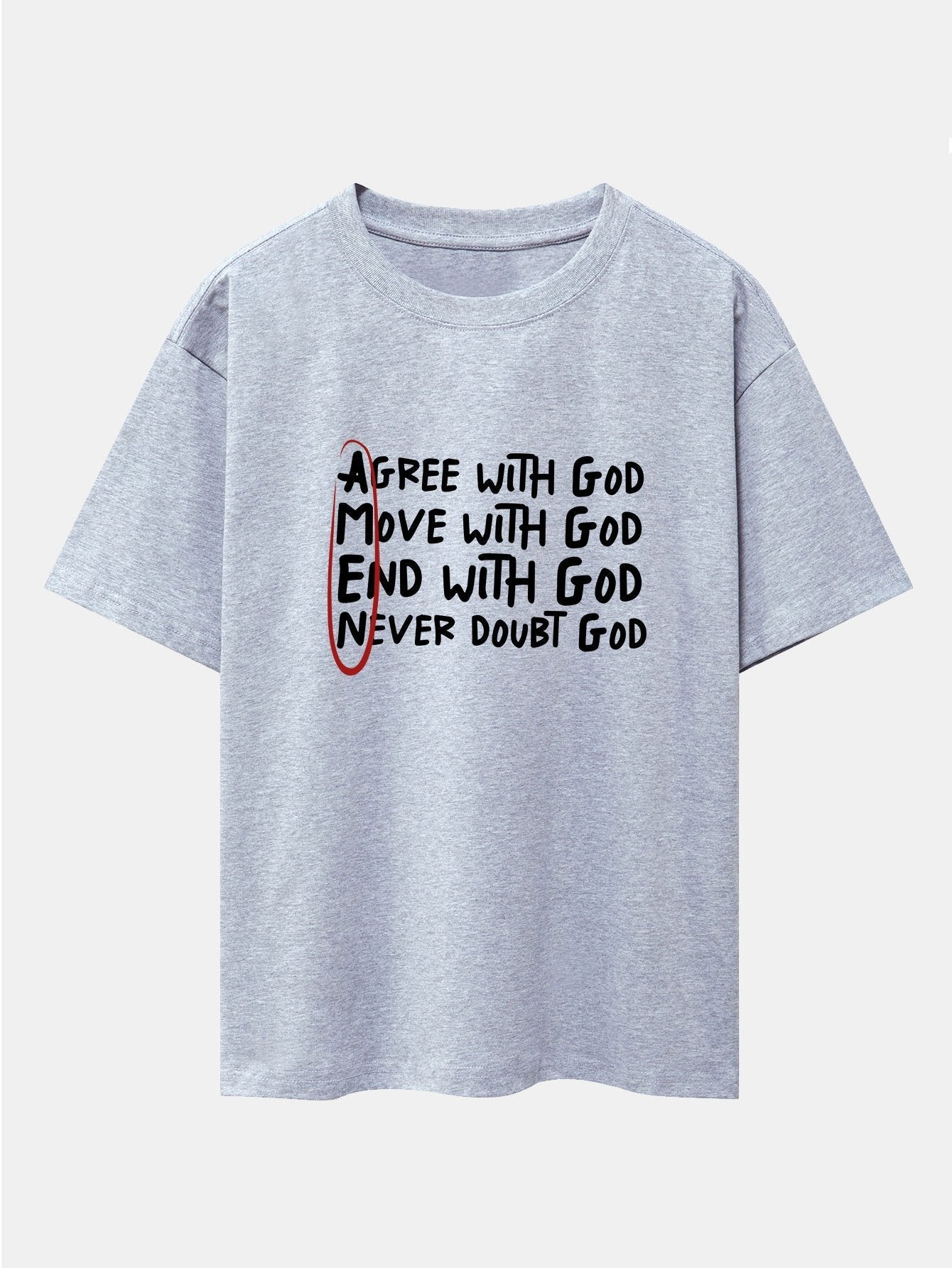 Circled Slogan Print Drop Shoulder Oversize T-Shirt