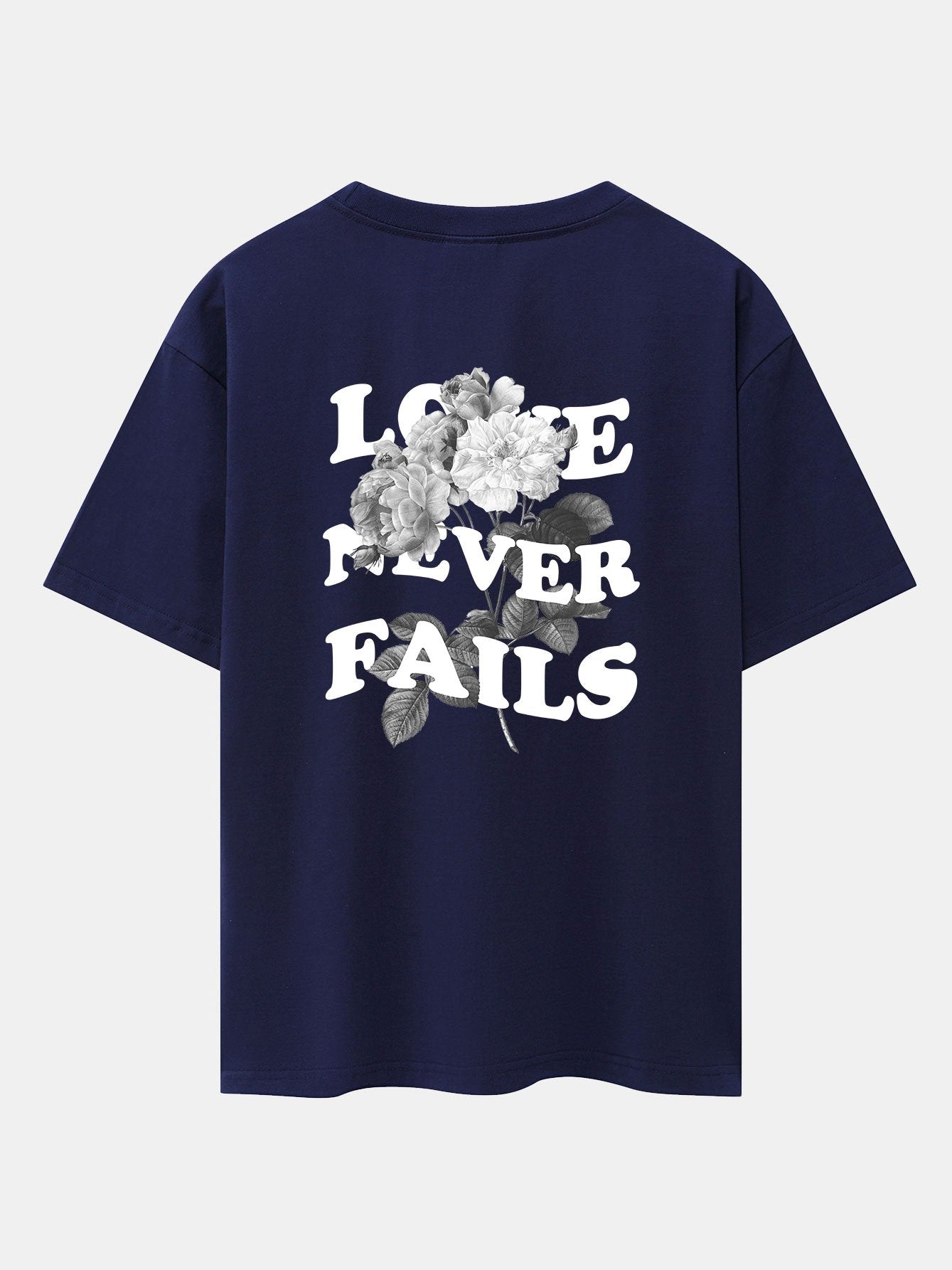 Rose Slogan Back Print Drop Shoulder Oversize T-Shirt