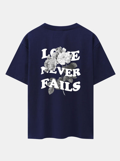 Rose Slogan Back Print Drop Shoulder Oversize T-Shirt