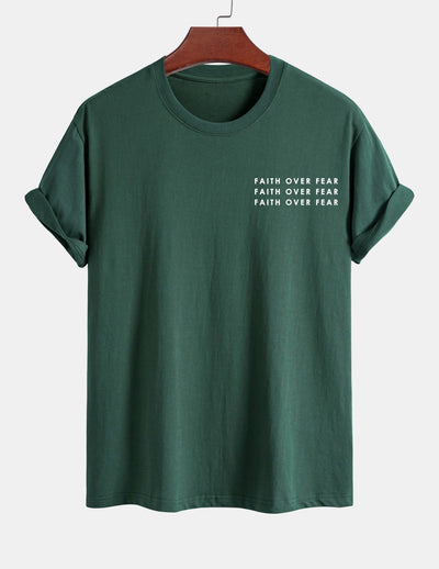 Regular Fit Slogan Print Cotton T-Shirt