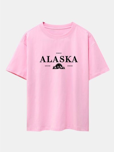 Alaska Slogan Print Drop Shoulder Oversize T-Shirt