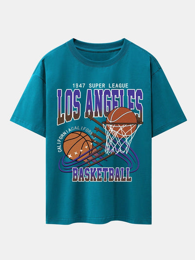 Los Angeles Basketball Print Drop Shoulder Oversize T-Shirt