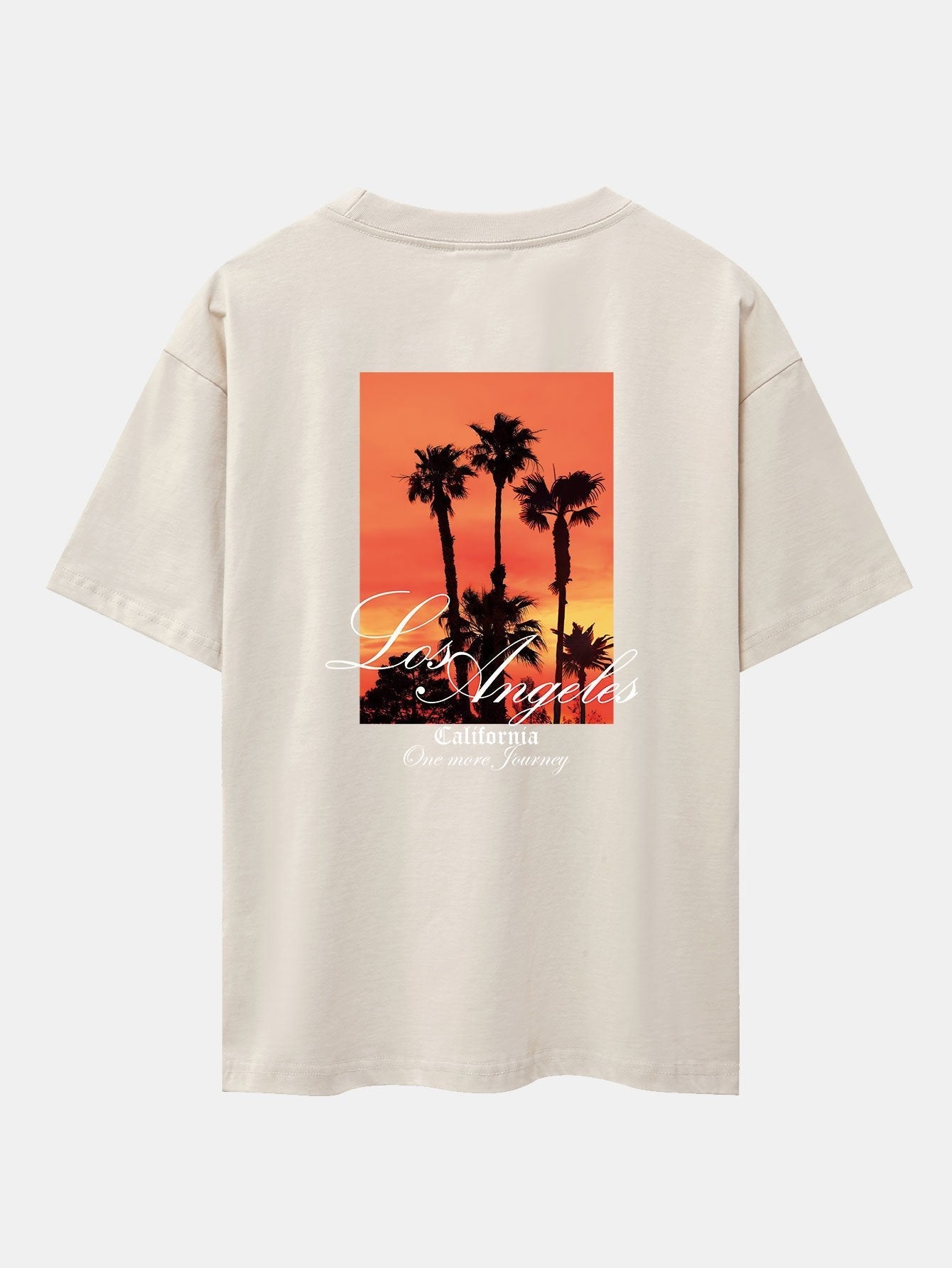 Los Angeles Palm Trees Back Print Drop Shoulder Oversize T-Shirt