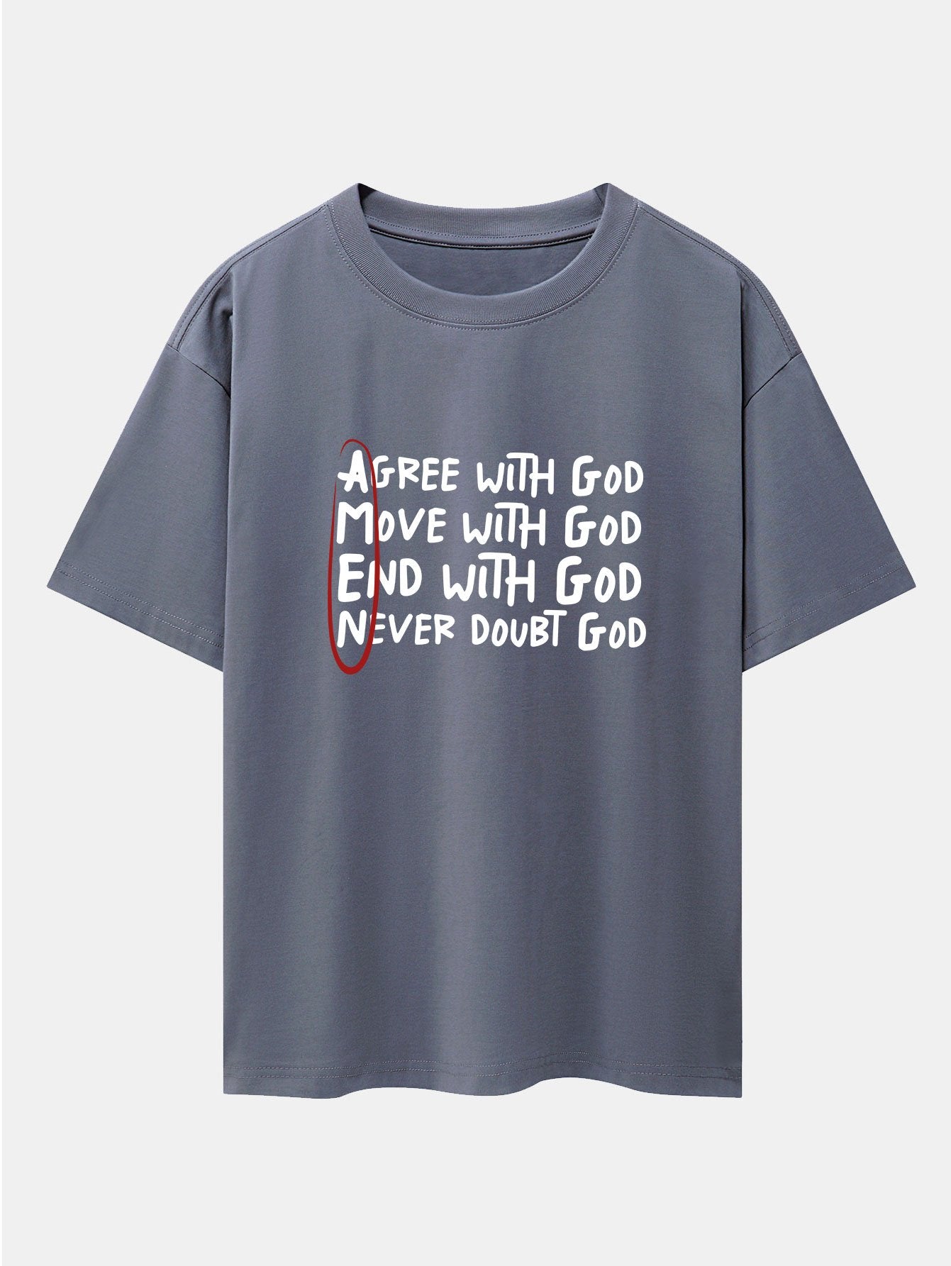 Circled Slogan Print Drop Shoulder Oversize T-Shirt