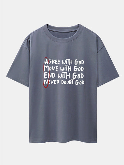 Circled Slogan Print Drop Shoulder Oversize T-Shirt