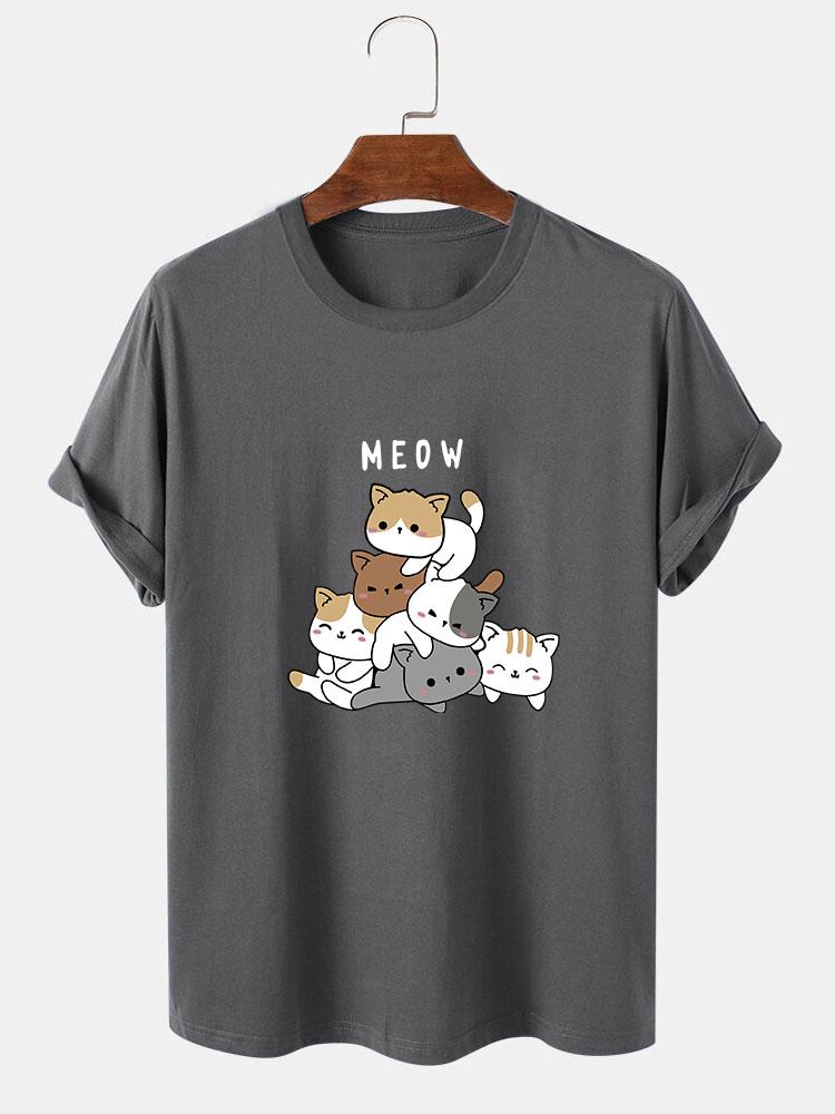 Cute Cat Print T-Shirt