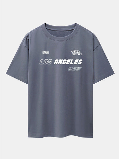 Los Angeles Slogan Print Drop Shoulder Oversize T-Shirt