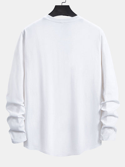 3 Pieces Basic Long Sleeve Cotton Arc Hem T-Shirts