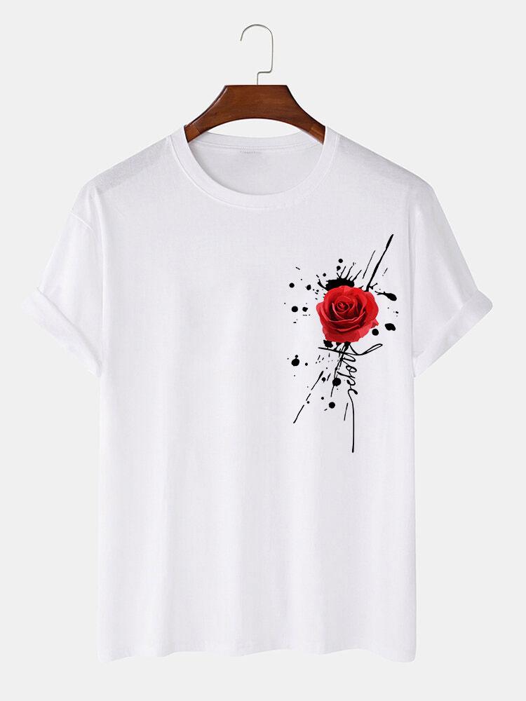 Splash Ink Rose Print T-Shirt