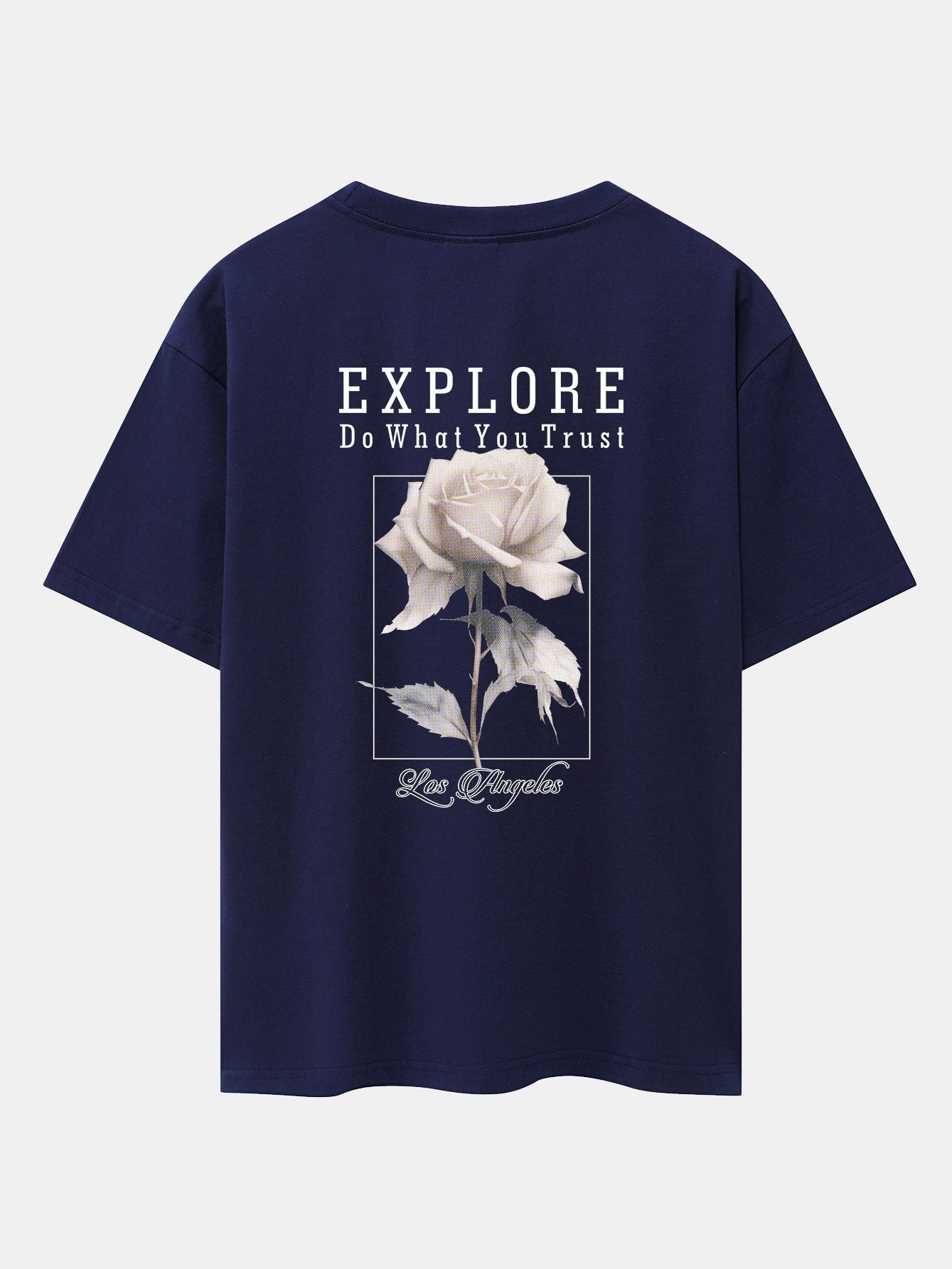 Rose Slogan Back Print Drop Shoulder Oversize T-Shirt