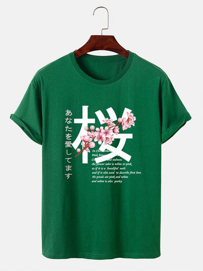 Slogan Cherry Blossom Print T-Shirt
