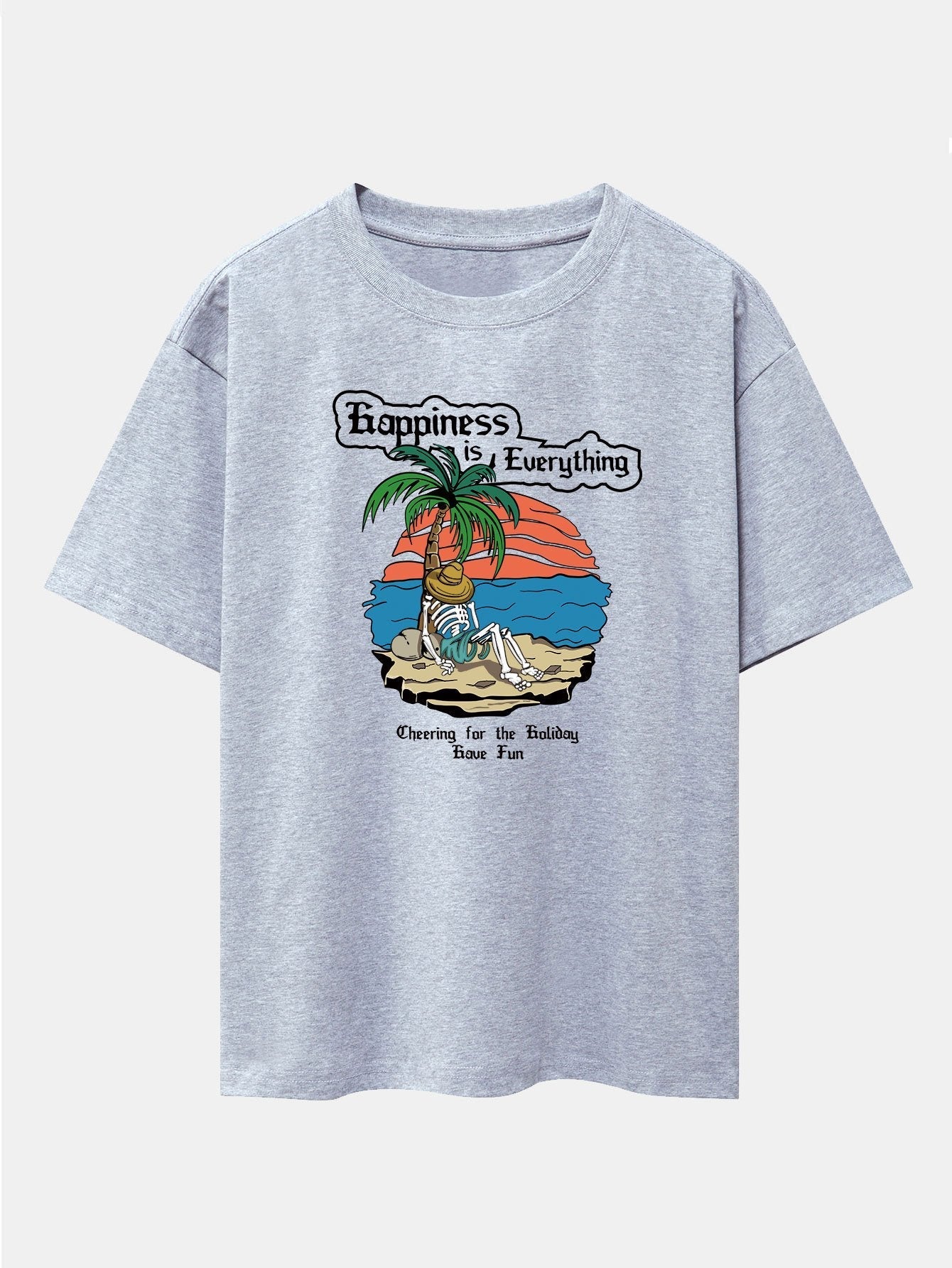Skull Island Print Drop Shoulder Oversize T-Shirt