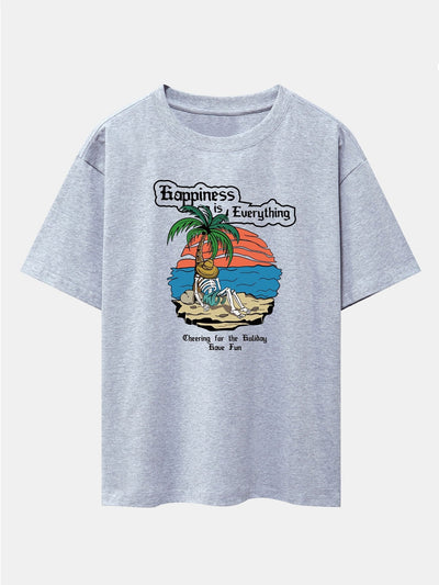 Skull Island Print Drop Shoulder Oversize T-Shirt