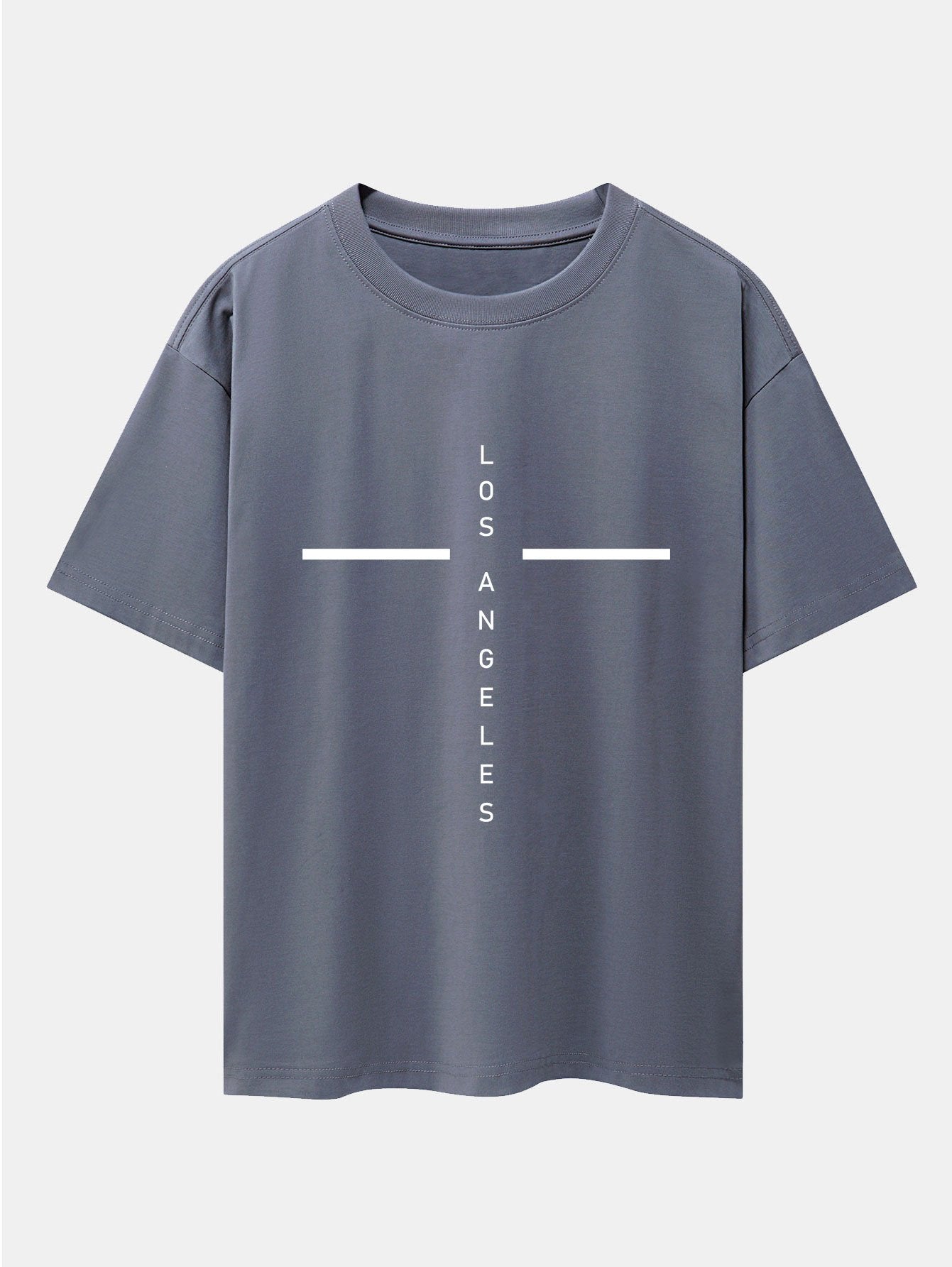 Stripe Los Angeles Print Drop Shoulder Oversize T-Shirt