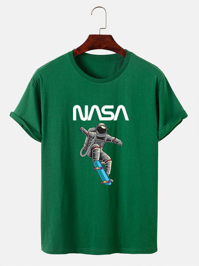 NASA Skateboard Astronaut Print T-Shirt