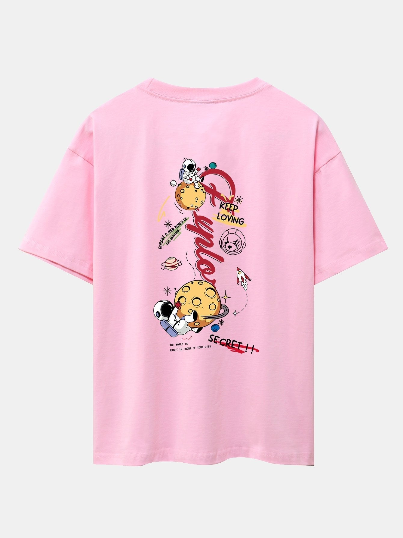 Planet Astronaut Print Drop Shoulder Oversize T-Shirt