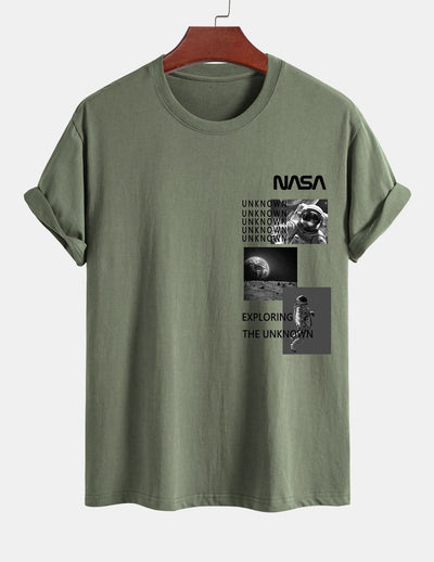 Regular Fit NASA Moon Landing Print Cotton T-Shirt