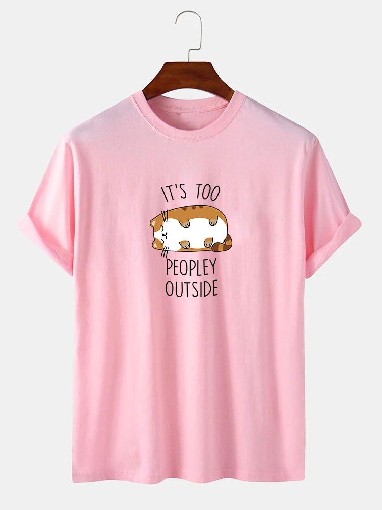 Sleepy Cat Print T-Shirt