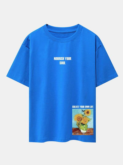 Sunflower Slogan Print Drop Shoulder Oversize T-Shirt