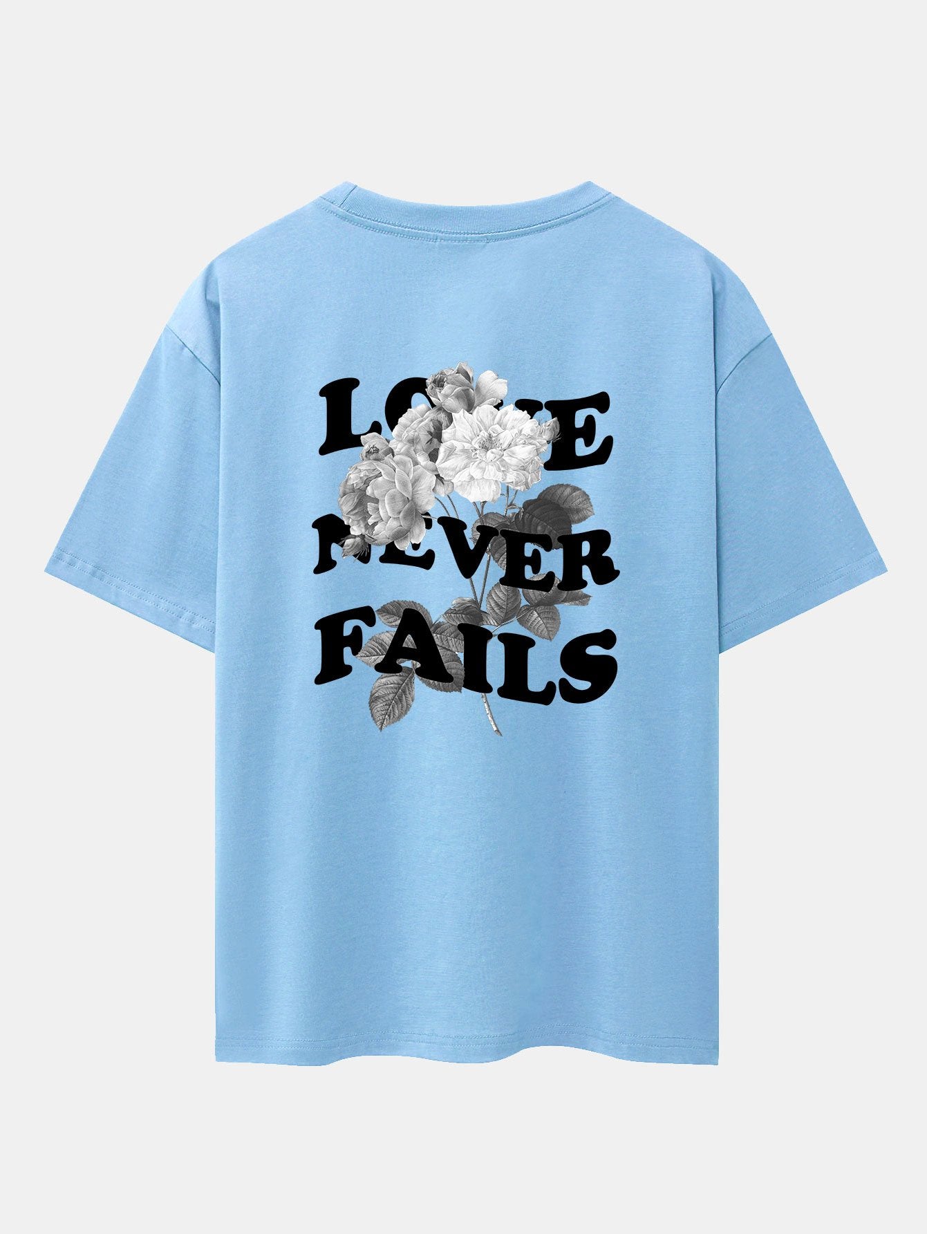 Rose Slogan Back Print Drop Shoulder Oversize T-Shirt