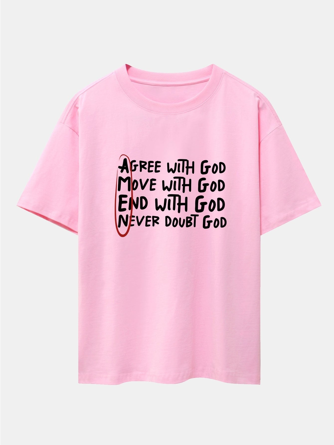 Circled Slogan Print Drop Shoulder Oversize T-Shirt