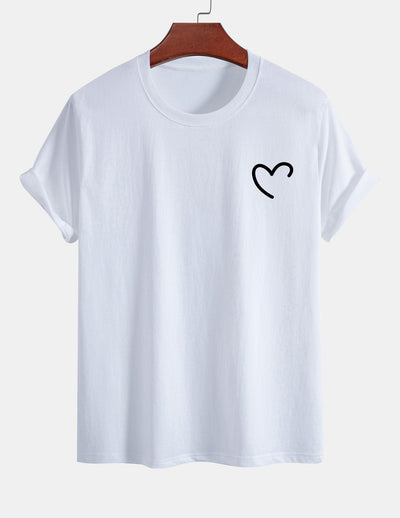 Regular Fit Heart Print Cotton T-Shirt