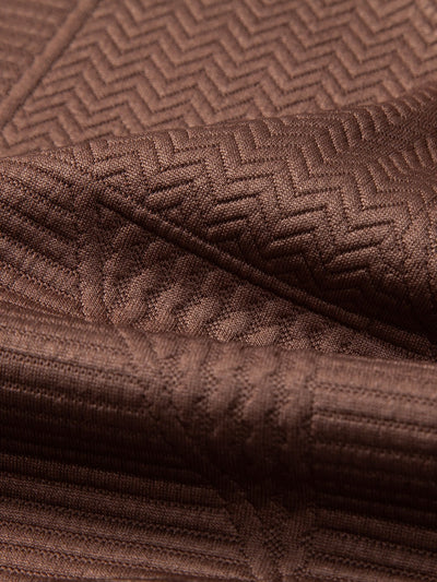 Long Sleeve Geometric Jacquard Arc Hem T-Shirt