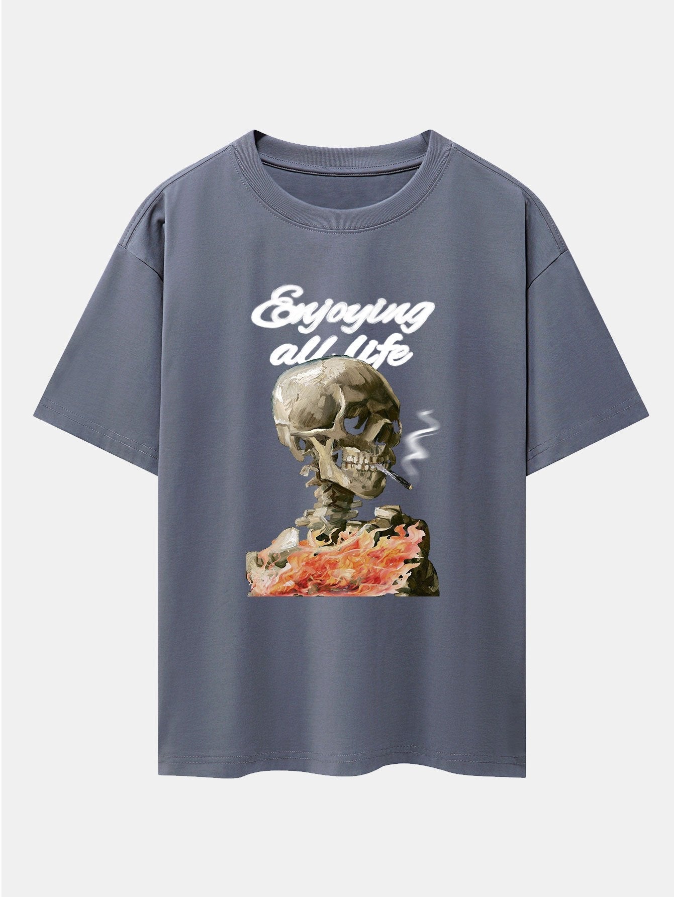Skeleton Print Drop Shoulder Oversize T-Shirt