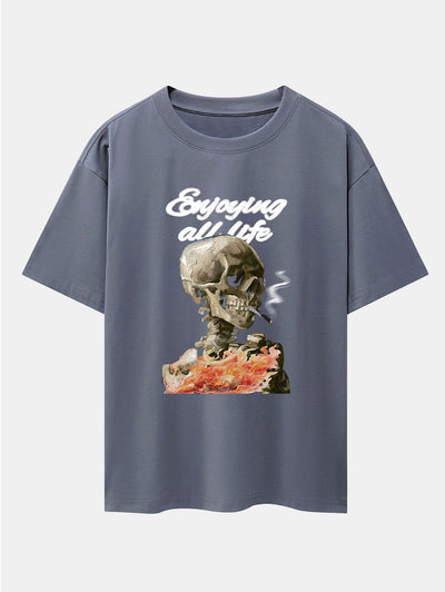 Skeleton Print Drop Shoulder Oversize T-Shirt