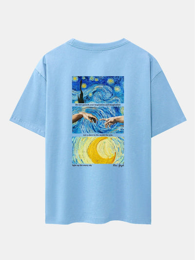 The Starry Night Back Print Drop Shoulder Oversize T-Shirt