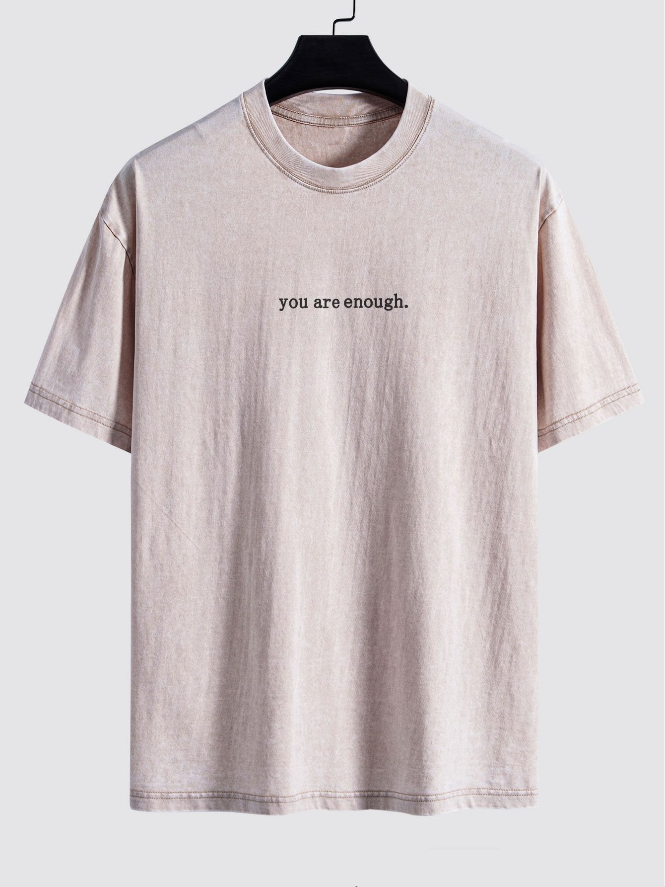 Slogan Print Washed Distressed Drop Shoulder T-Shirt