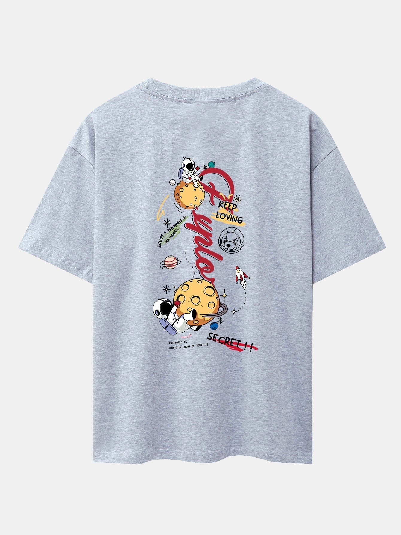 Planet Astronaut Print Drop Shoulder Oversize T-Shirt