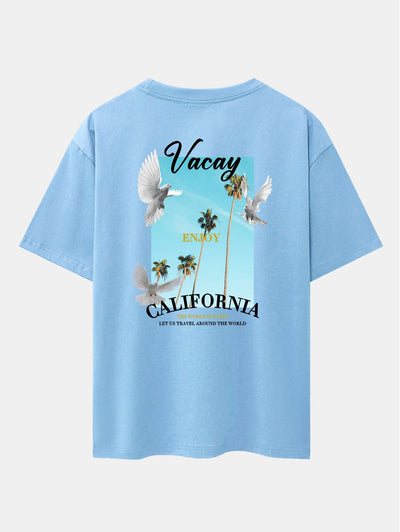 California Dove Back Print Drop Shoulder Oversize T-Shirt