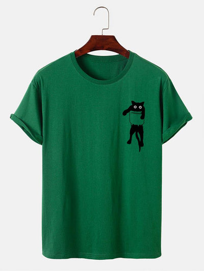 Pocket Cat Print T-Shirt