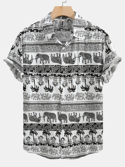 Elephant Print Button Up Shirt