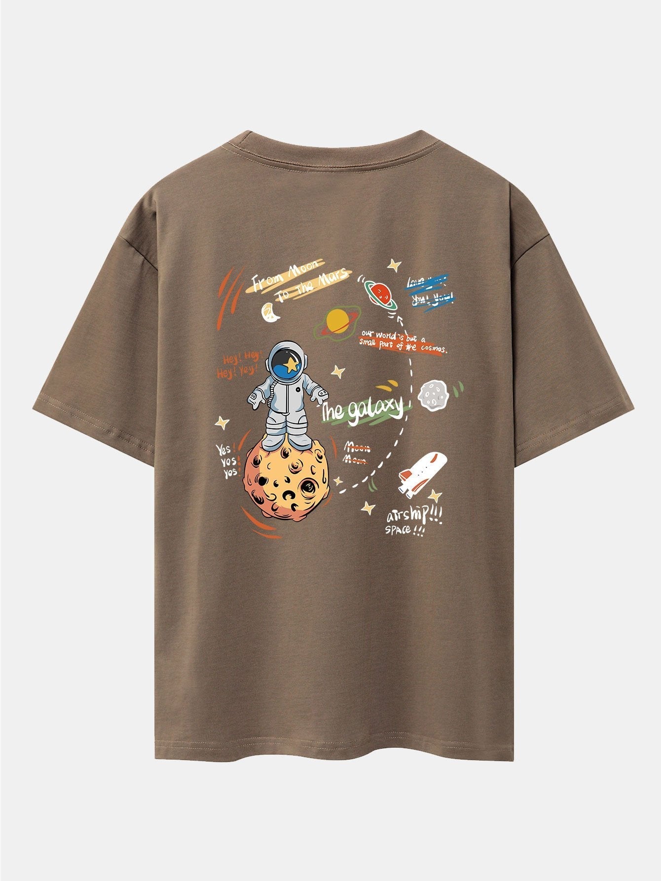 Galaxy Astronaut Print Drop Shoulder Oversize T-Shirt