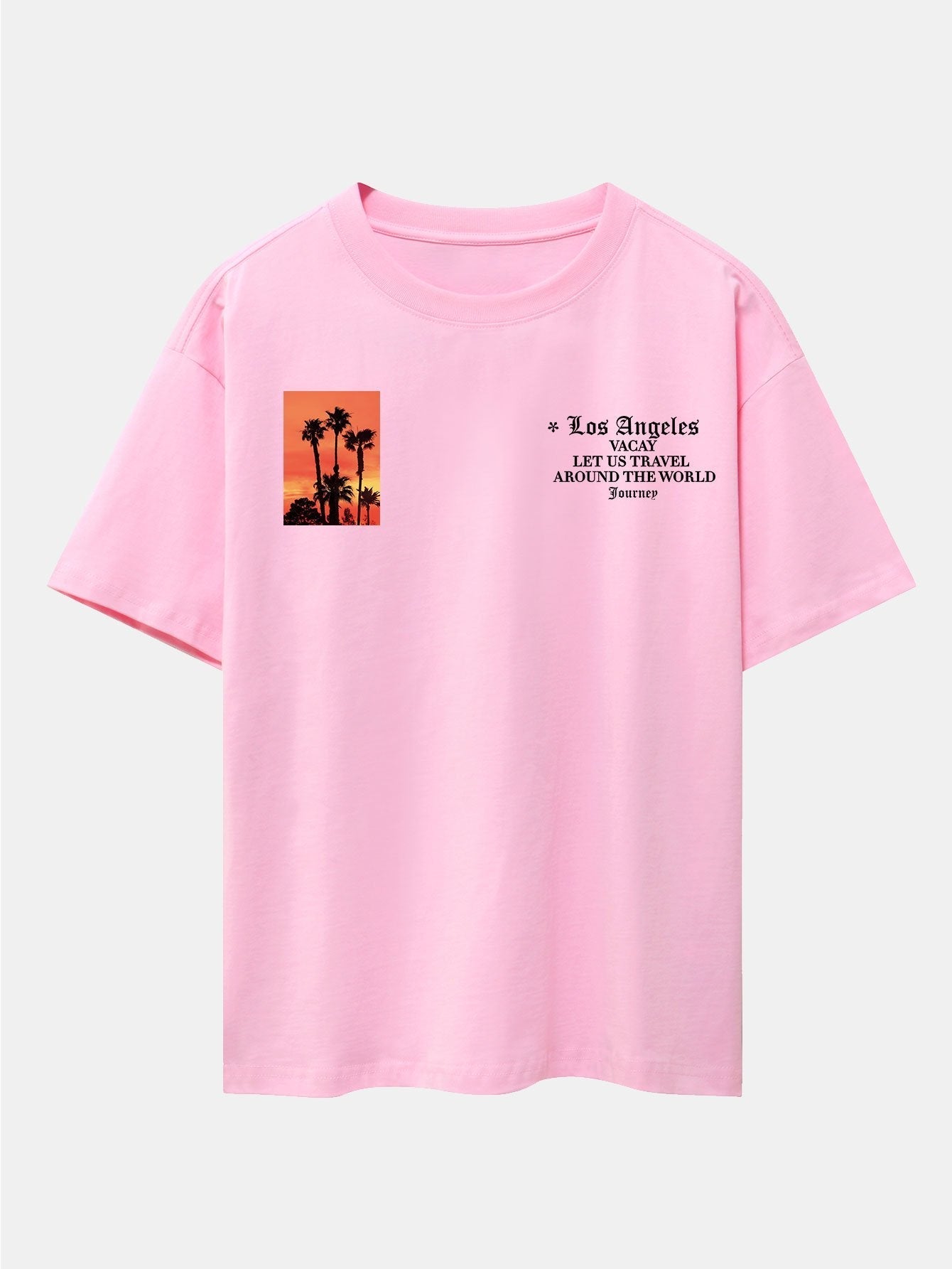 Palm Tree Slogan Print Drop Shoulder Oversize T-Shirt