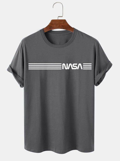 Nasa Stripe Print T-Shirts