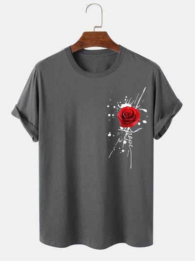 Splash Ink Rose Print T-Shirt