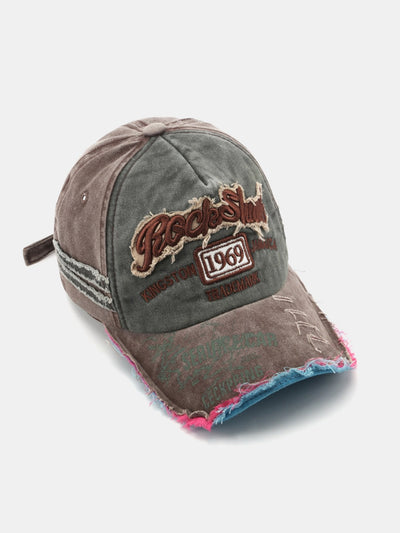 1969 Retro Washed Distressed Letter Embroidered Hole Baseball Cap