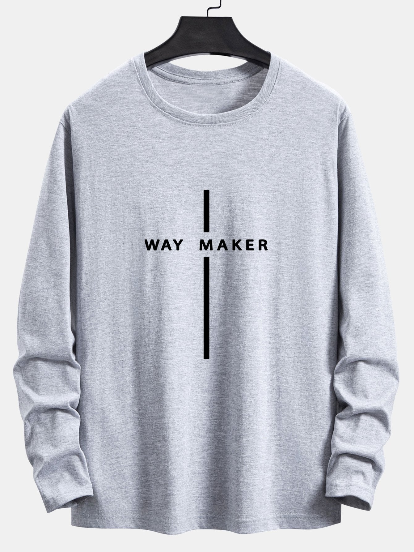 Long Sleeve Way Maker Stripe Print Cotton T-Shirt