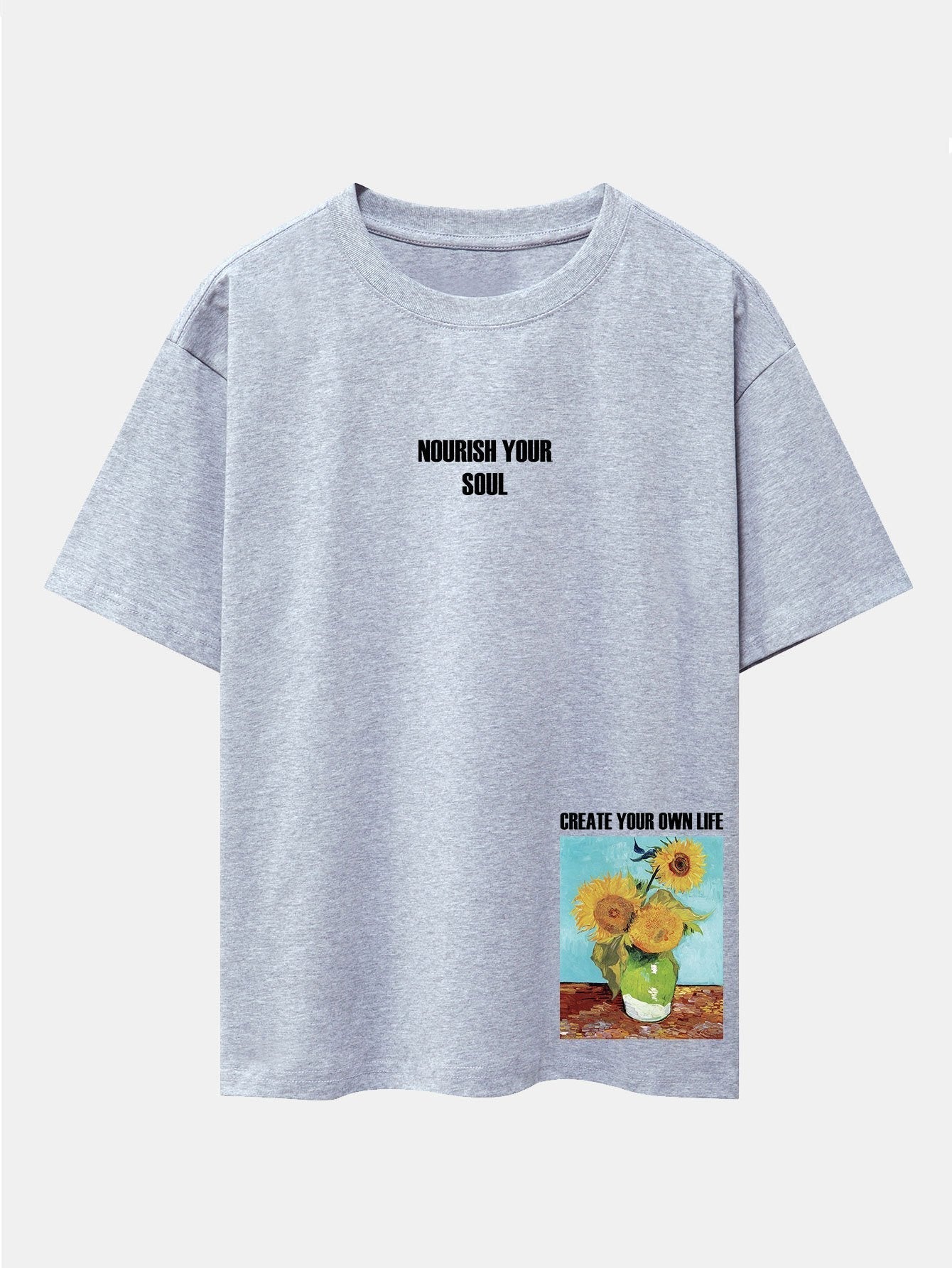 Sunflower Slogan Print Drop Shoulder Oversize T-Shirt