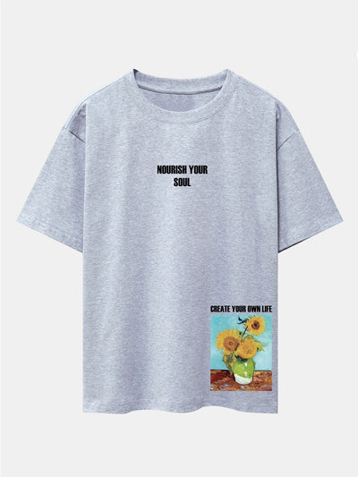 Sunflower Slogan Print Drop Shoulder Oversize T-Shirt