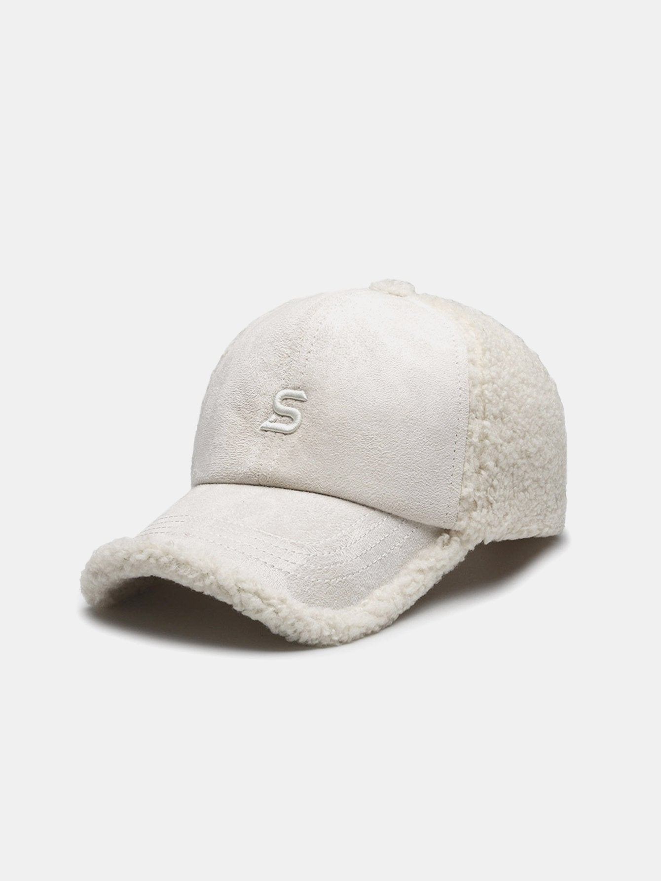 Embroidery Letter Plush Warm Baseball Cap