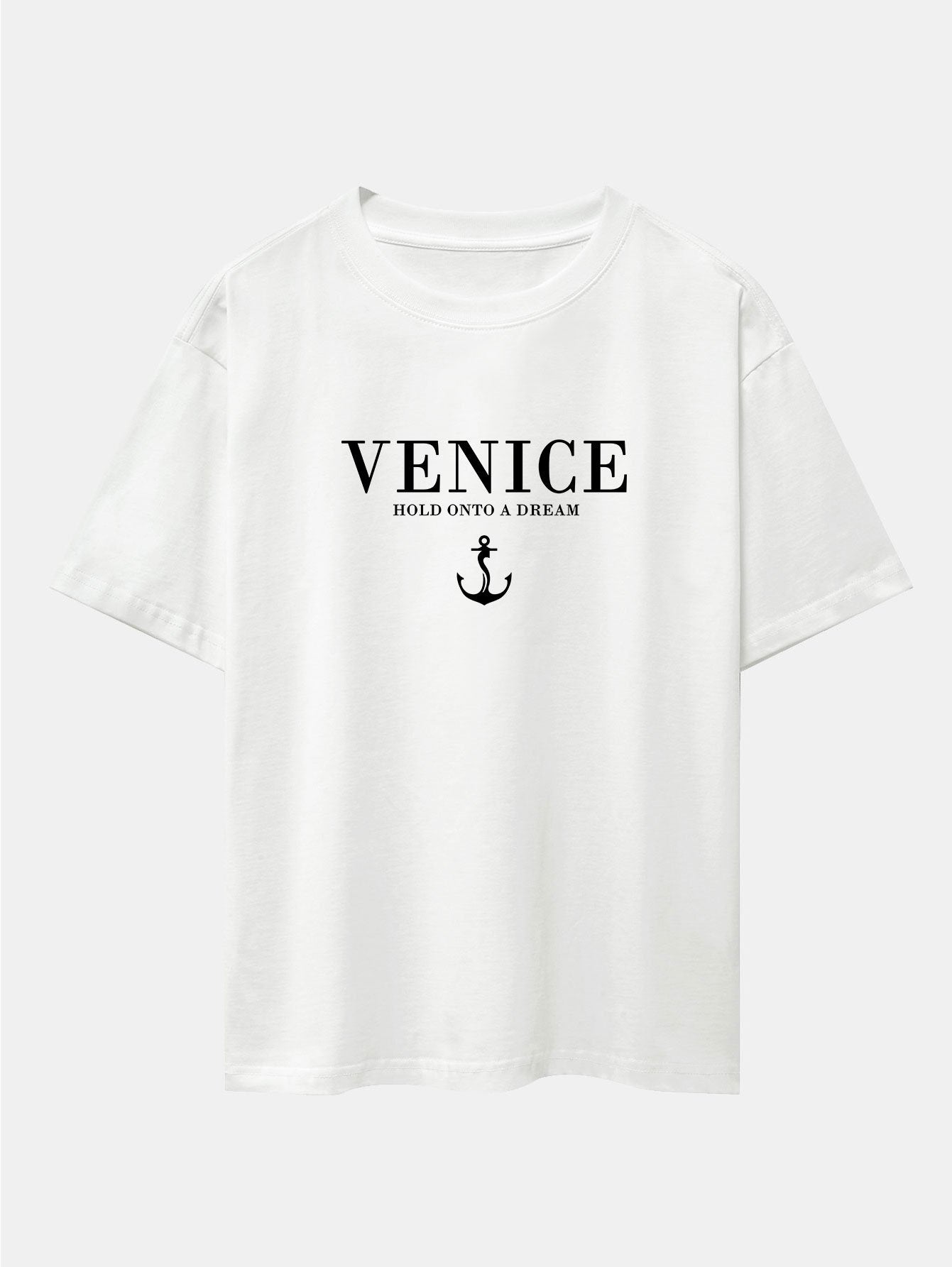 Venice Anchor Print Drop Shoulder Oversize T-Shirt