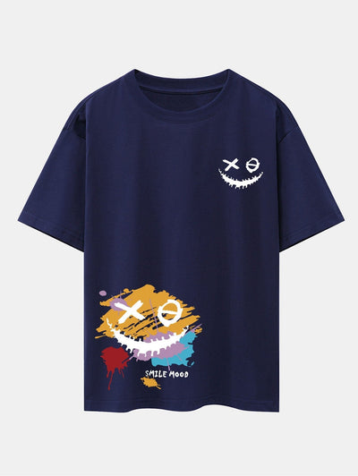 Graffiti Smiley Face Print Drop Shoulder Oversize T-Shirt