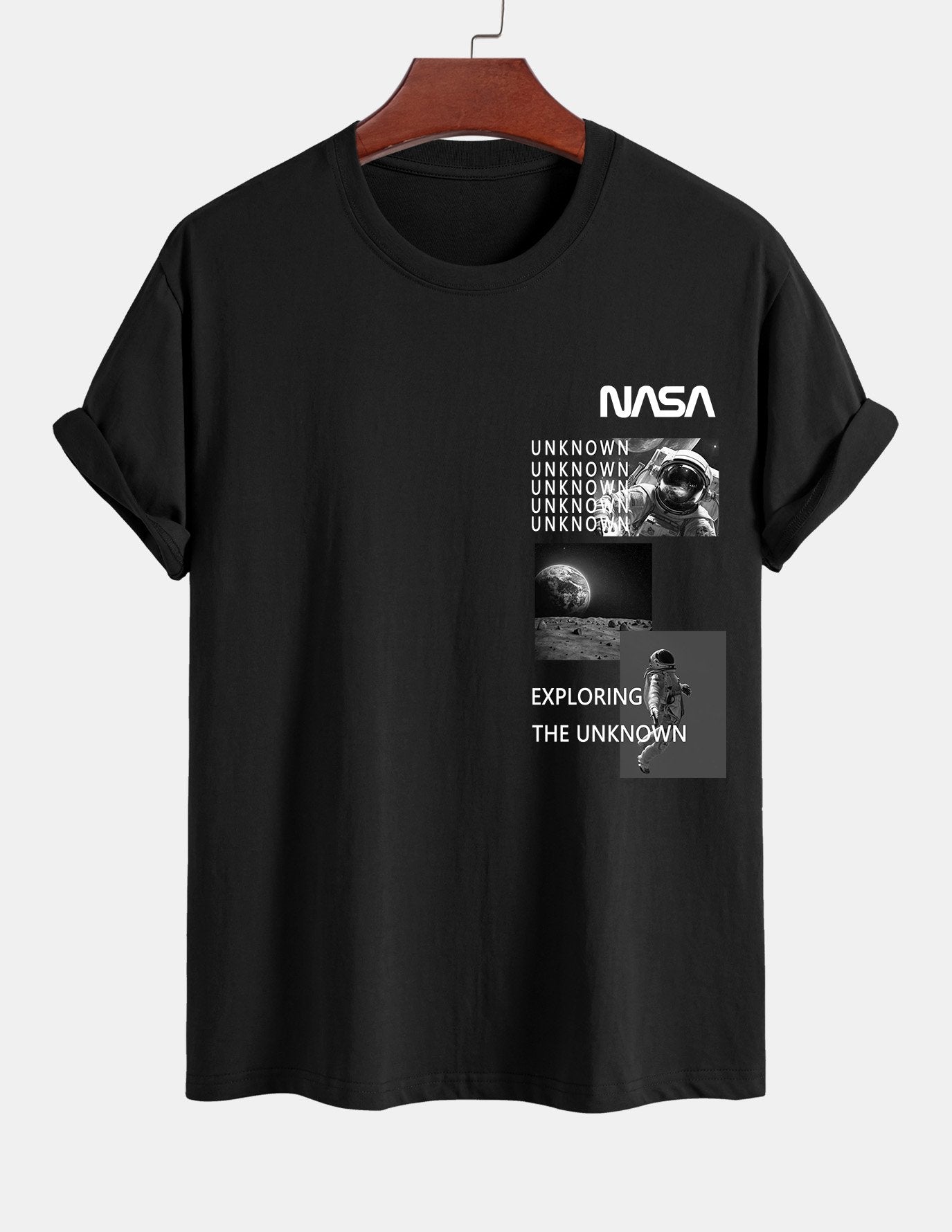 Regular Fit NASA Moon Landing Print Cotton T-Shirt