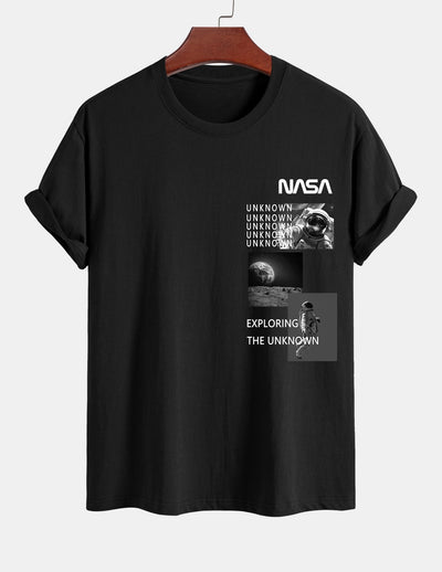 Regular Fit NASA Moon Landing Print Cotton T-Shirt