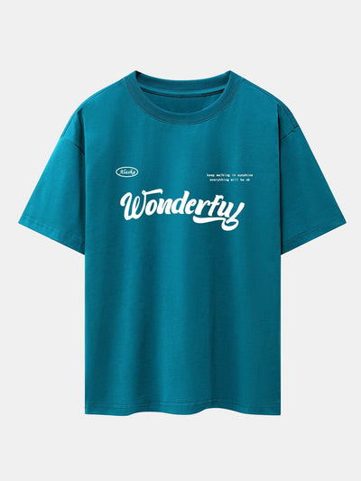 Wonderful Slogan Print Drop Shoulder Oversize T-Shirt