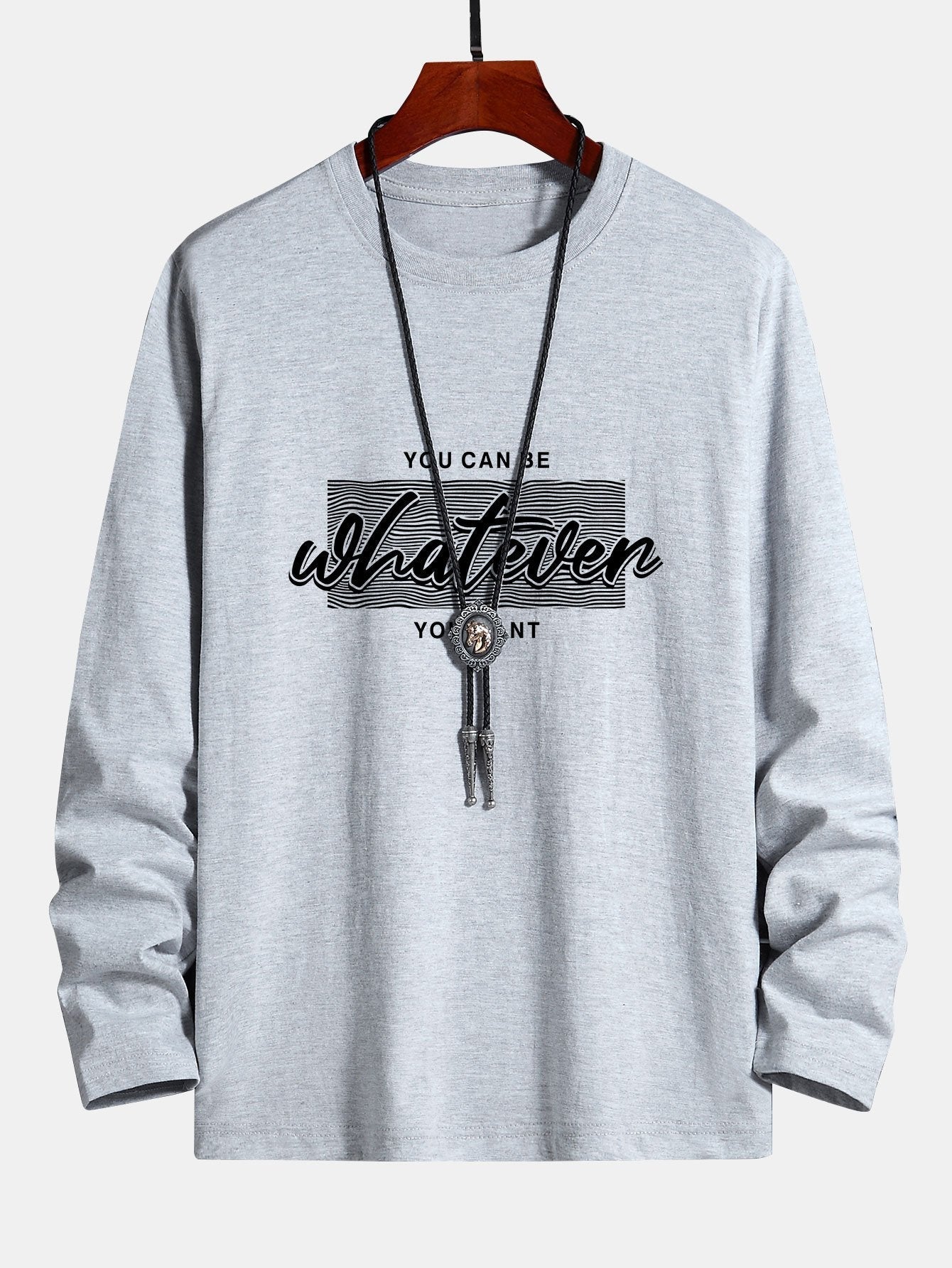 Long Sleeve Slogan Print Cotton T-Shirt